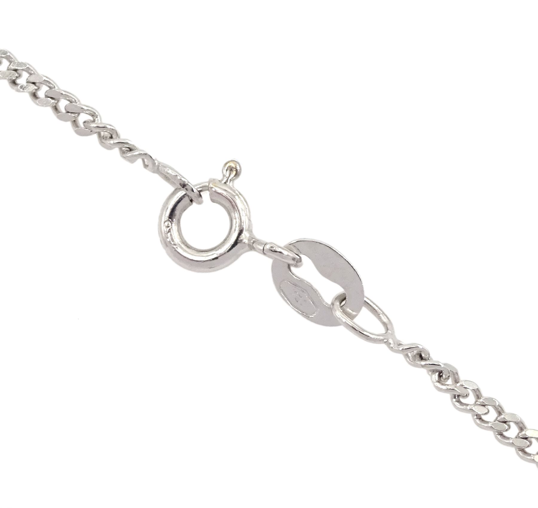 18ct white gold oval cut emerald and round brilliant cut diamond, cluster pendant necklace, hallmarked, emerald approx 4.00 carat