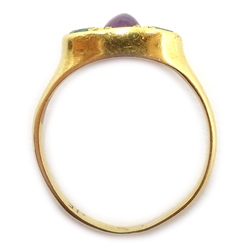  Gold emerald and cabochon amethyst ring tested to 14ct  