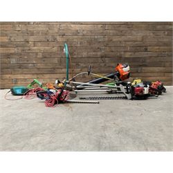 Scheppach CC hedge cutter; Parker Brand PBV-2600 petrol blower; Homelite strimmer; McCulloch 70dBA strimmer; Spear & Jackson hedge cutter; Performance grass trimmer; BOSCH AMW 10 telescopic hedge cutter; Florabest telescopic hedge cutter (8)