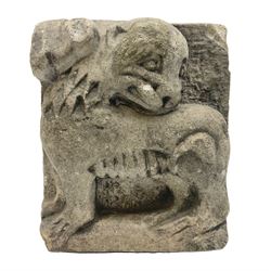 Carved stone relief in the form of a mythical creature, H14cm 