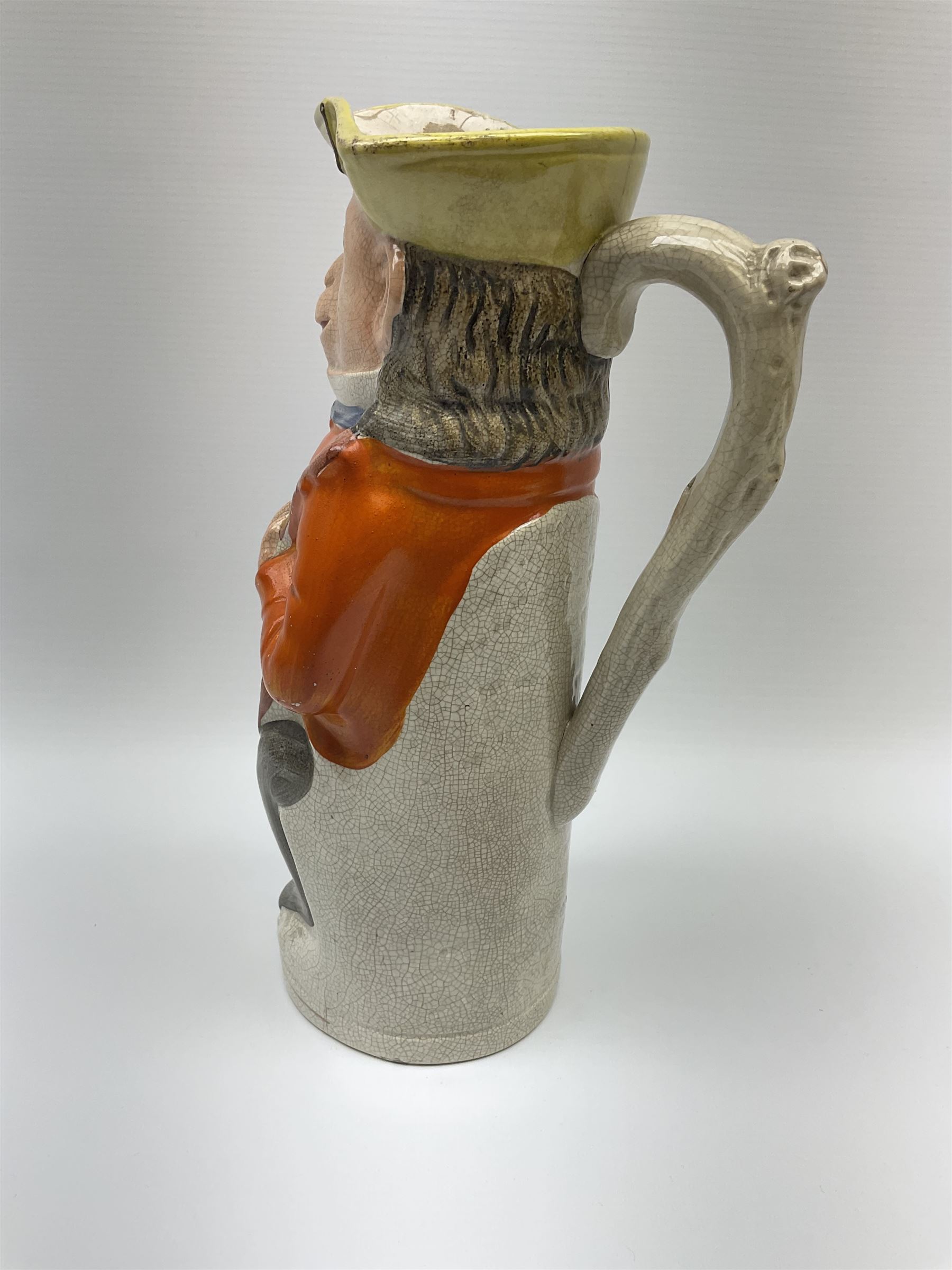 19th century Staffordshire Toby jug modelled as a monkey playing a cello H30cm. 
