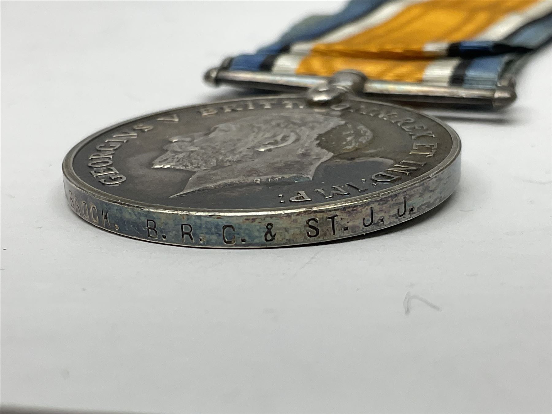 WW2 pair of medals comprising British War Medal and Victory Medal awarded to G.S. Brock B.R.C. St. J.J.; together with French 1914-18 Commemorative War Medal with MID oak leaves, Italian Red Cross Medal, Red Cross Society Medallion inscribed 5183 George S. Brock and Primrose League Medal