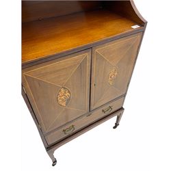 Edwardian inlaid mahogany cabinet, fitted with two cupboards and single drawer
