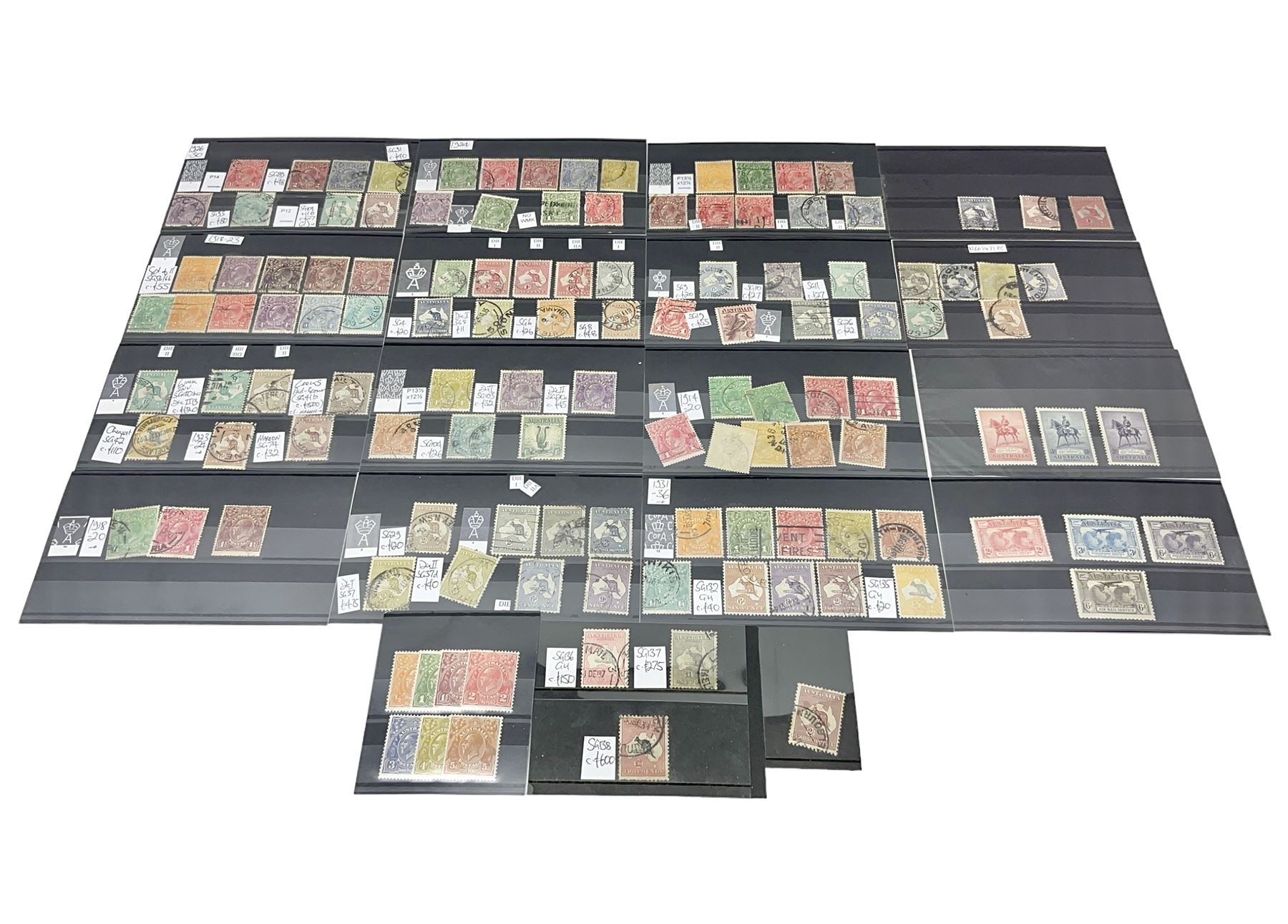 Australian stamps with various Kangaroo issues including used two pounds, King George V Silver Jubilee and other issues etc, housed on stockcards 