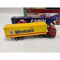 Eleven die-cast models from various makers to include Dinky 955 Fire Engine, missing ladder, boxed; Matchbox YY66 Her Majesty’s Gold State Coach; Corgi - CC18102 Scania R Series Toplone Fridge no.3474/3710; and further vehicles and aeroplanes to include Aviation Archive and Editions Atlas (11) 