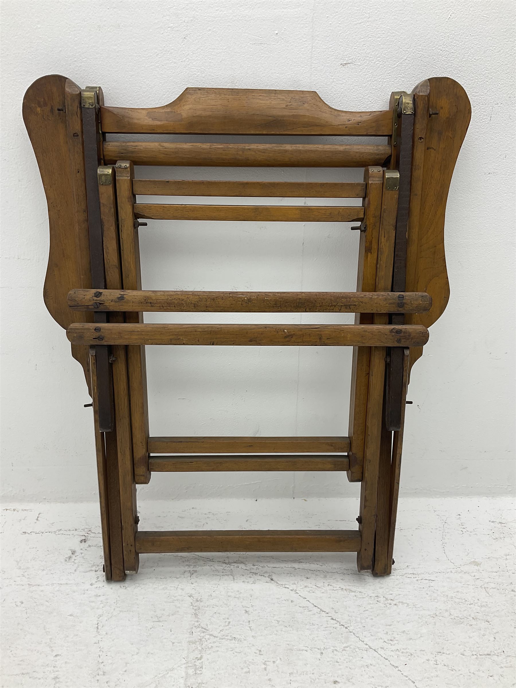 19th century folding brass mounted teak steamer chair 