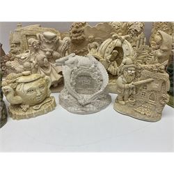 Thirty three Lilliput Lane models from the British collection and paint your own Children's Plaques, to include I am a little teapot, Gnome improvements, Dennis the Dragon, Bill and Ben, The Bobbins etc, some with boxes and deeds 