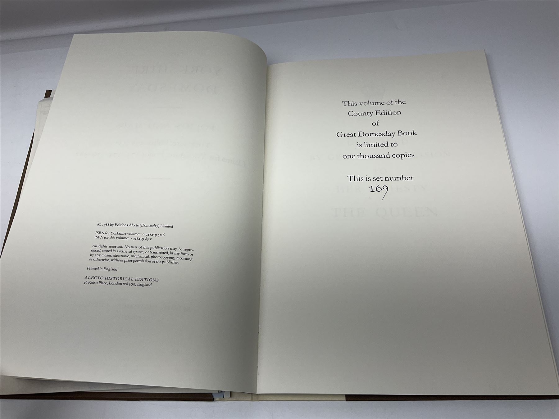 Domesday Books Yorkshire Edition, comprising three volumes; Introduction and Translation, Folios and Maps, and Domesday Book Studies, published by Alecto Historical Editions, London 1987
