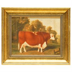 English Naive School - Prize Farm Animals, set of four colour prints 19cm x 24cm (4)