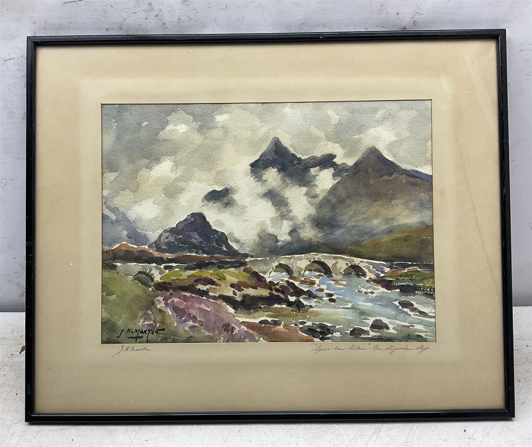 John Kidd Maxton (British 1878-1942): 'Sgùrr nan Gillean - Glen Sligachan Skye', watercolour signed, titled on the mount 27cm x 36cm 
