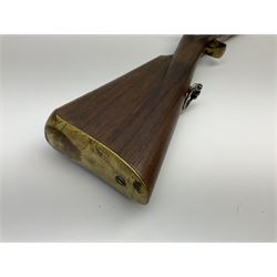 Reproduction 11-bore black-powder blunderbuss, the 61.5cm barrel with black-powder marks and ramrod under, walnut full stock with steel lock and brass fittings and two sling swivels, serial no.155, L101cm overall SHOTGUN CERTIFICATE REQUIRED