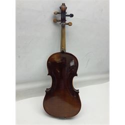 Czechoslovakian violin stamped LIZST c1920 with 35.5cm two-piece maple back and ribs and spruce top L59.5cm overall; in carrying case