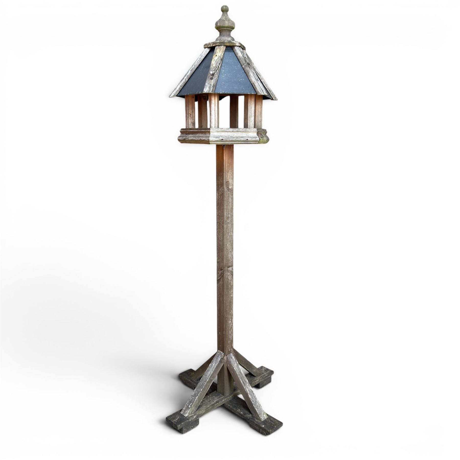 Timber and slate bird table