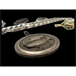 Rotary 9ct gold wristwatch on leather strap, silver jewellery including Albert chain, rings, blue john pendant, charms and chains etc