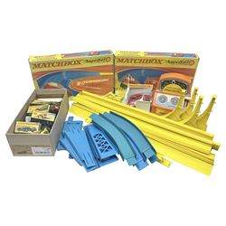 Matchbox Superfast track racing Set with Superbooster and two boxed SF-17 Slipstream Curves; together with five boxed Superfast models - 3d Monteverdi Hai, two 7d Hairy Hustler, 45c Ford Group 6 and 66d Mazda RX500; and quantity of unboxed and playworn other die-cast models