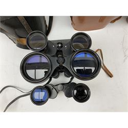 Nine cased pairs of binoculars, to include Tohyoh 22x70, Greenkat 7x- 12x50, Chinon, Fisher-Dietz 7x50, etc