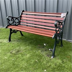 Cast iron and wood slatted garden bench - THIS LOT IS TO BE COLLECTED BY APPOINTMENT FROM DUGGLEBY STORAGE, GREAT HILL, EASTFIELD, SCARBOROUGH, YO11 3TX