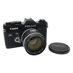 Canon QL Pellix camera body, serial no. 807468, with 'Canon FL 58mm 1:1.2' lens, serial no. 60185