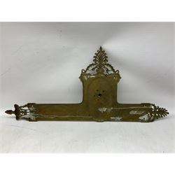 Adams style brass door plate and handle, with classical figure and scroll detail, L60cm