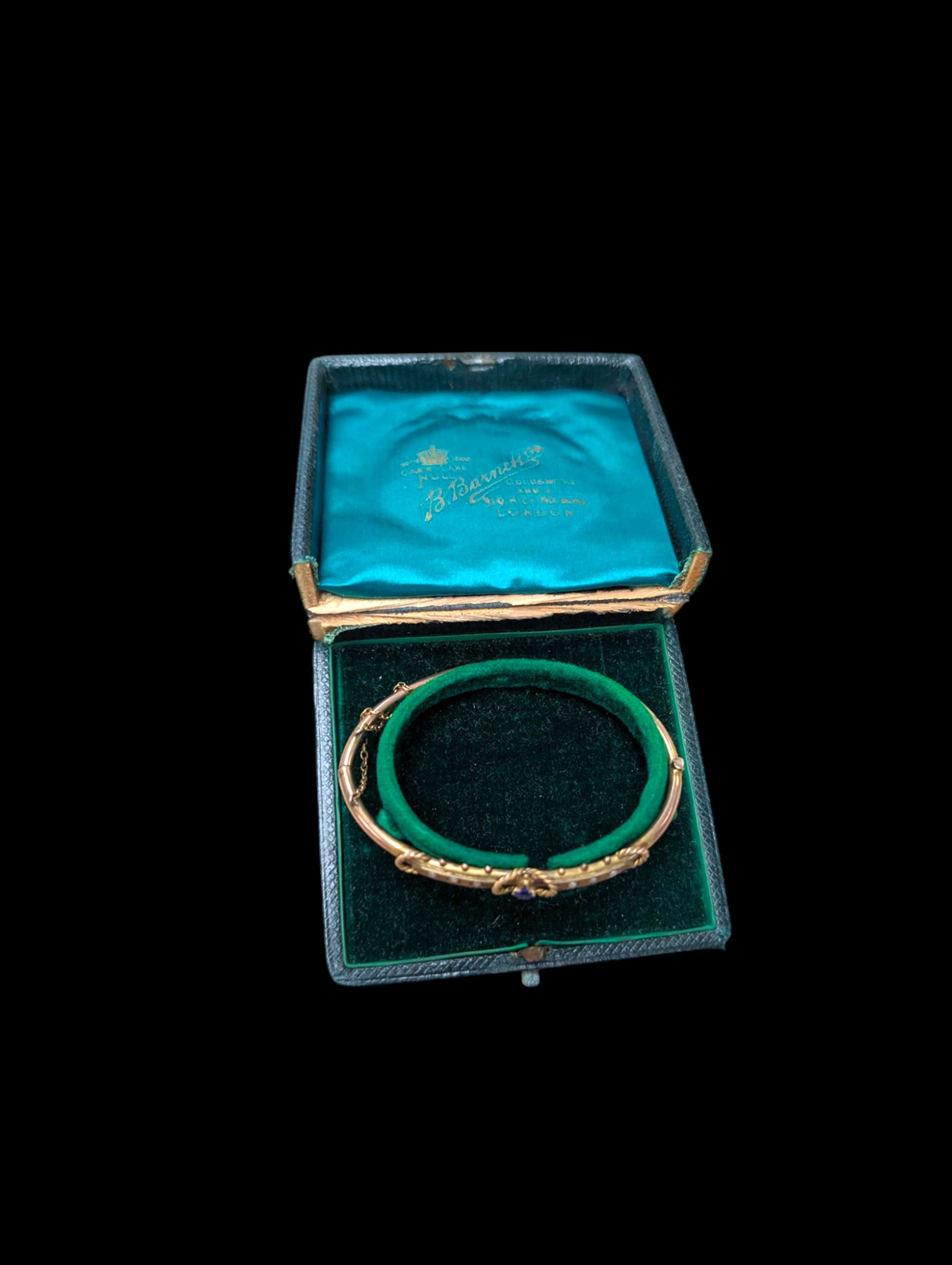 9ct gold stone set bangle, boxed