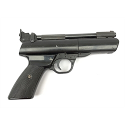 Webley Tempest .22 air pistol L26cm in cardboard box with empty pellet tin