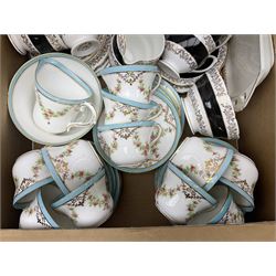 Quantity of tea wares to include Duchess, Coronet China and Victoria China part tea services, Sadler floral teapot, three Ridgways plates etc in two boxes