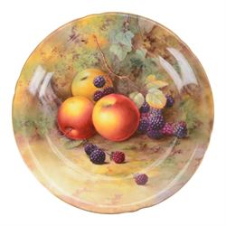 Royal Worcester plate hand painted with apples, blackberries and raspberries upon a mossy ground, signed H.H Price, D23cm 