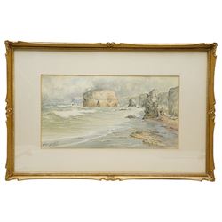 Thomas Swift Hutton (British 1860-1935): Marsden Beach, watercolour signed 23cm x 44cm