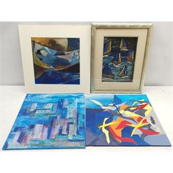 Madeleine Eyland (Belgian/British 1930-2021): Collection of mixed media collages, approx 14, max 28cm x 38cm 
Provenance: artist's studio collection. Marie-Madeleine Eyland (neé Legrain) was born in 1930 at Floriffoux, Belgium; she lived most of her life in Scarborough working as a nurse and an artist.