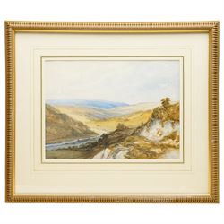 English School (19th century): River Landscape, watercolour signed with initials and dated 1851, 24cm x 33cm