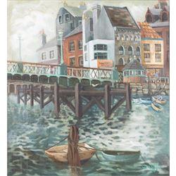 RA Wilson (British Mid-20th century): 'Whitby Harbour from Sandgate', oil on canvas signed...