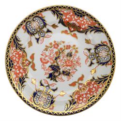 Royal Crown Derby imari pattern, miniature teapot and teacup, together with two cups and saucers and three plates