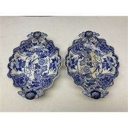 Minton Bombay pattern platter, together with Mason's meat platter, decorated with mythical beast, and two Cauldron Place Opaque China dishes 