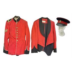 Royal Military College Sandhurst parade uniform with peaked cap and two-piece mess dress, all bearing historic manuscript labels for J.E.A. Baldwin, possibly Air Marshal Sir John Eustace Arthur Baldwin (1892-1975) who served in the British Army 1910-18 & 1944-58 and in the RAF 1918-44.