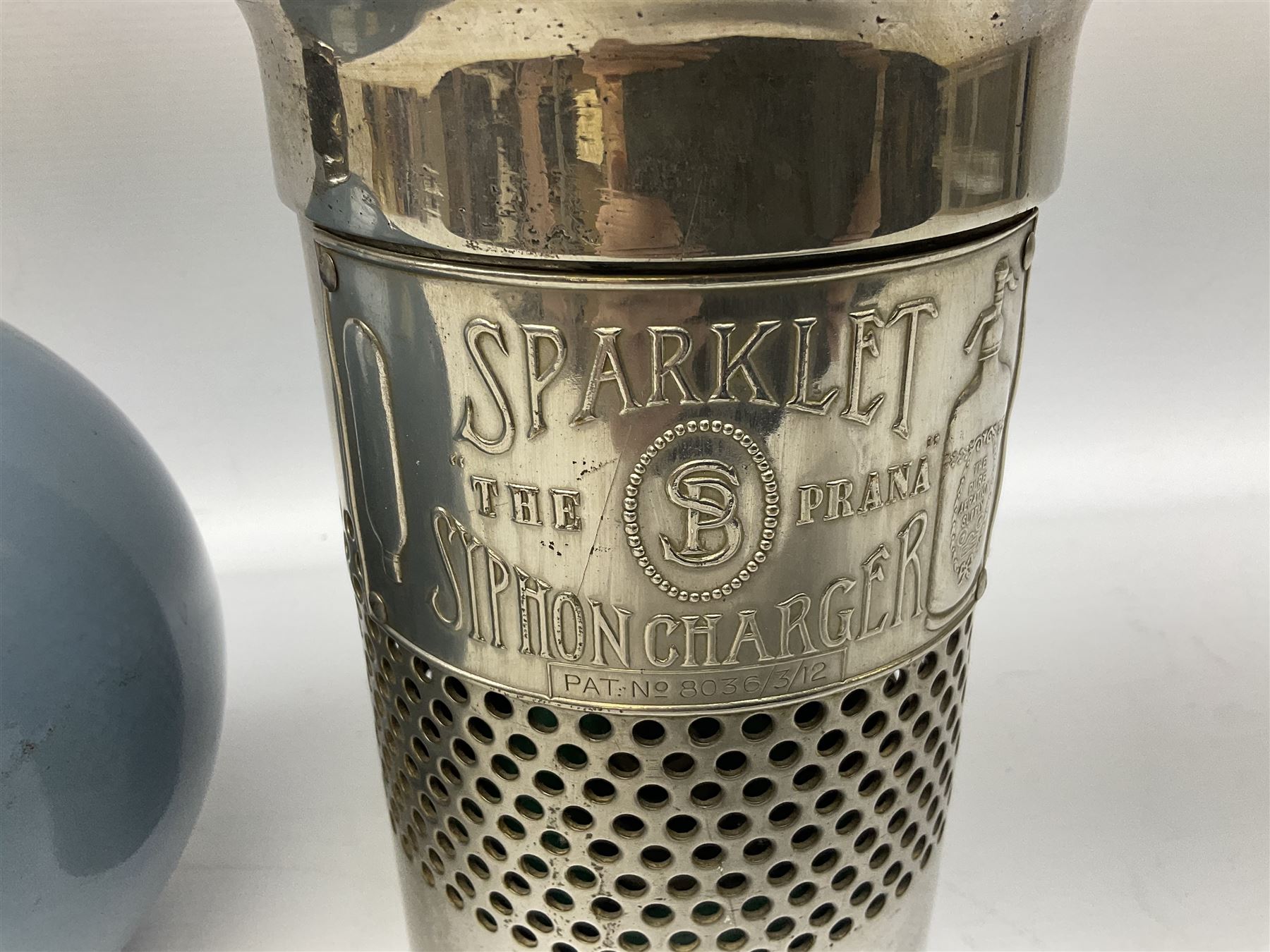 Sparklet 'The Prana' soda siphon charger, together with a Sparklets 'Globemaster' soda siphon in blue, circa 1960-80, tallest H38cm