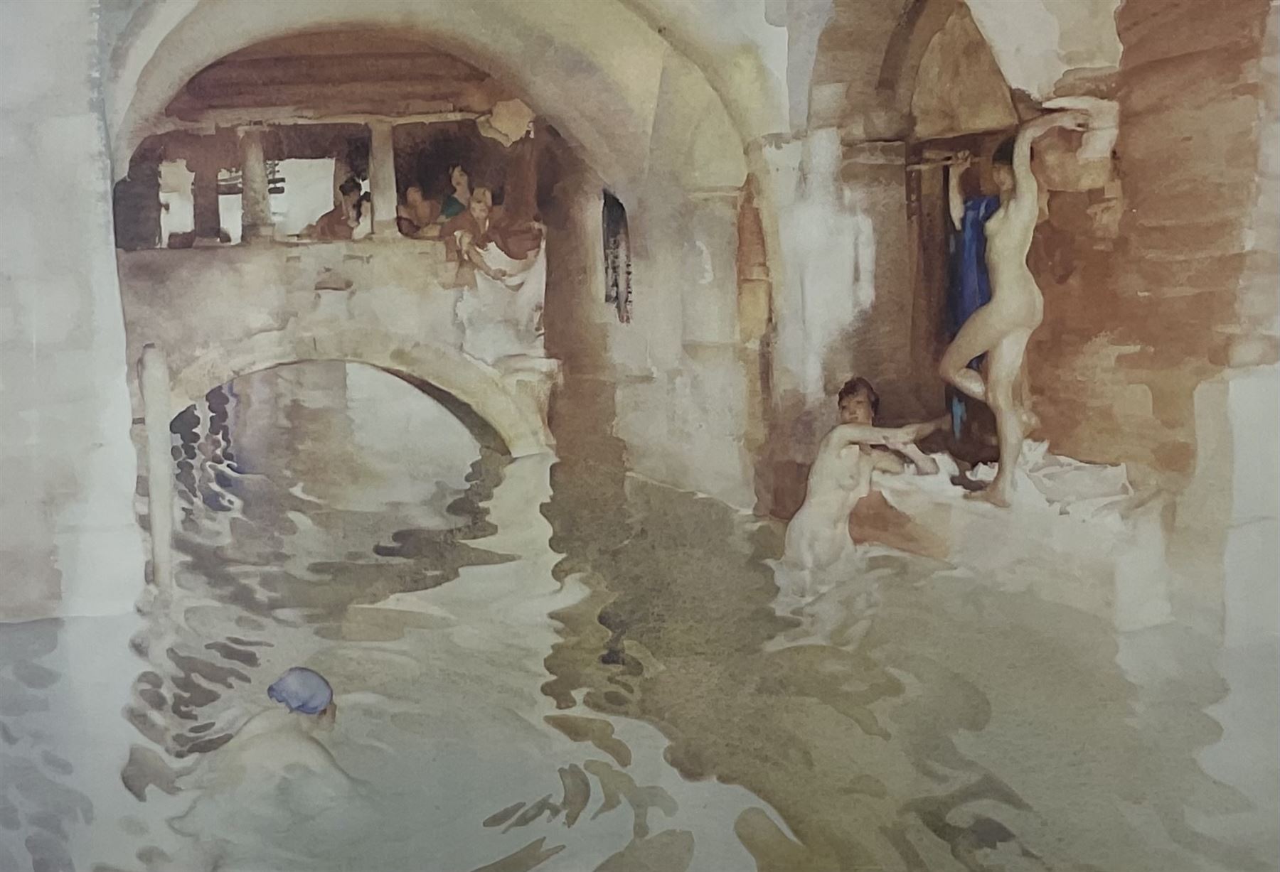 After Sir William Russell Flint (Scottish 1880-1969): 'Unexplored City' 'An August Morning' 'The Wishing Well' and 'Water Arches', set four colour prints max 27cm x 39cm (4)