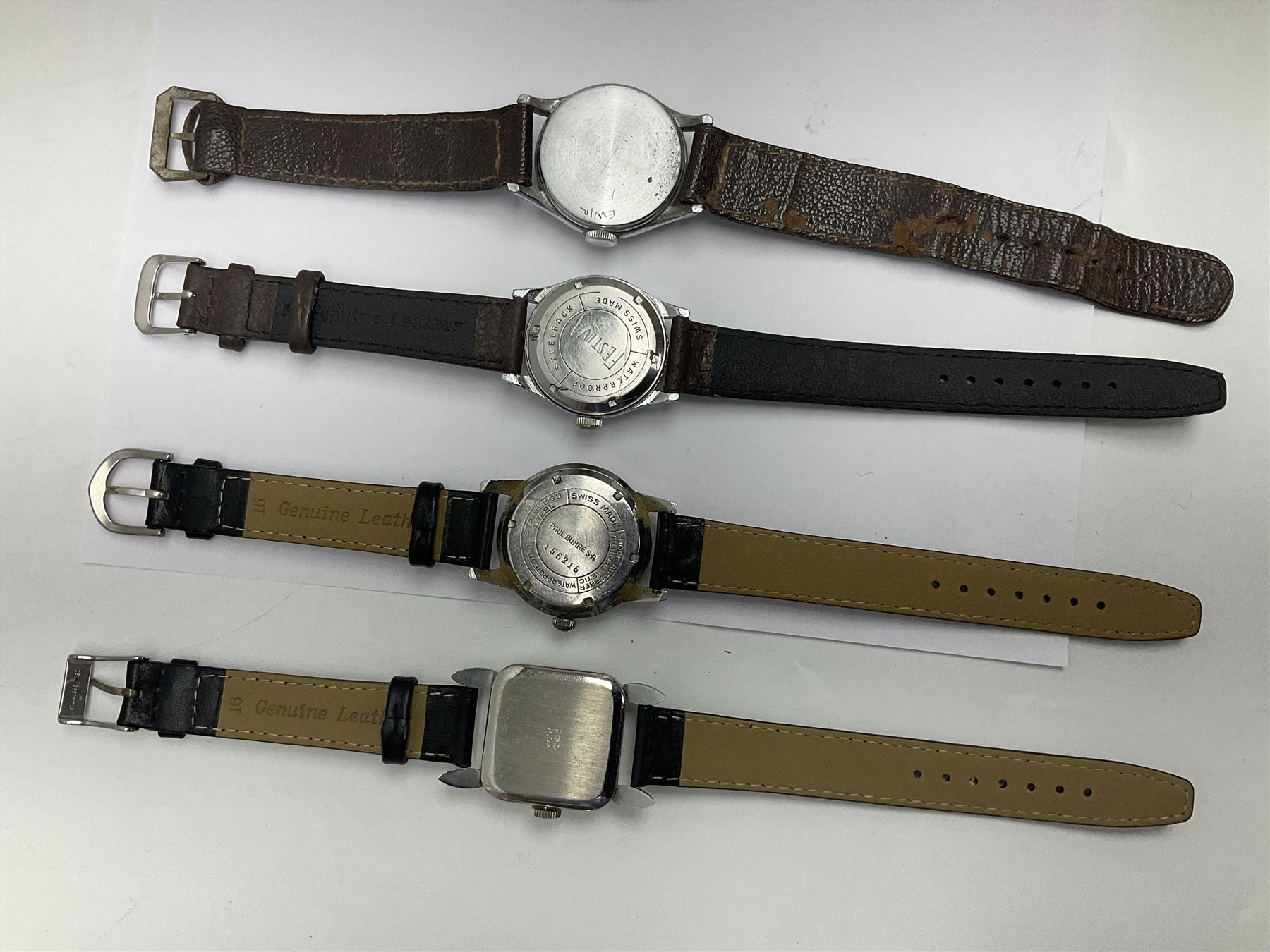 Paul Buhre RotoDato 21 jewels automatic wristwatch and nine manual wind wristwatches including Movado, Sterling, Visconte, Roamer, Avia and Ultra