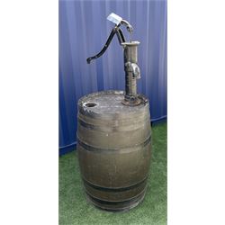 Coopered barrel with cast metal water pump  - THIS LOT IS TO BE COLLECTED BY APPOINTMENT FROM DUGGLEBY STORAGE, GREAT HILL, EASTFIELD, SCARBOROUGH, YO11 3TX