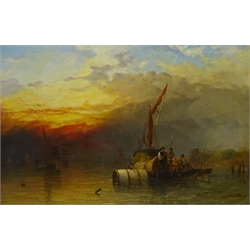  James Francis Danby (British 1816-1875): 'Sunset on the Dutch Coast', oil on canvas signed 39cm x 59cm  