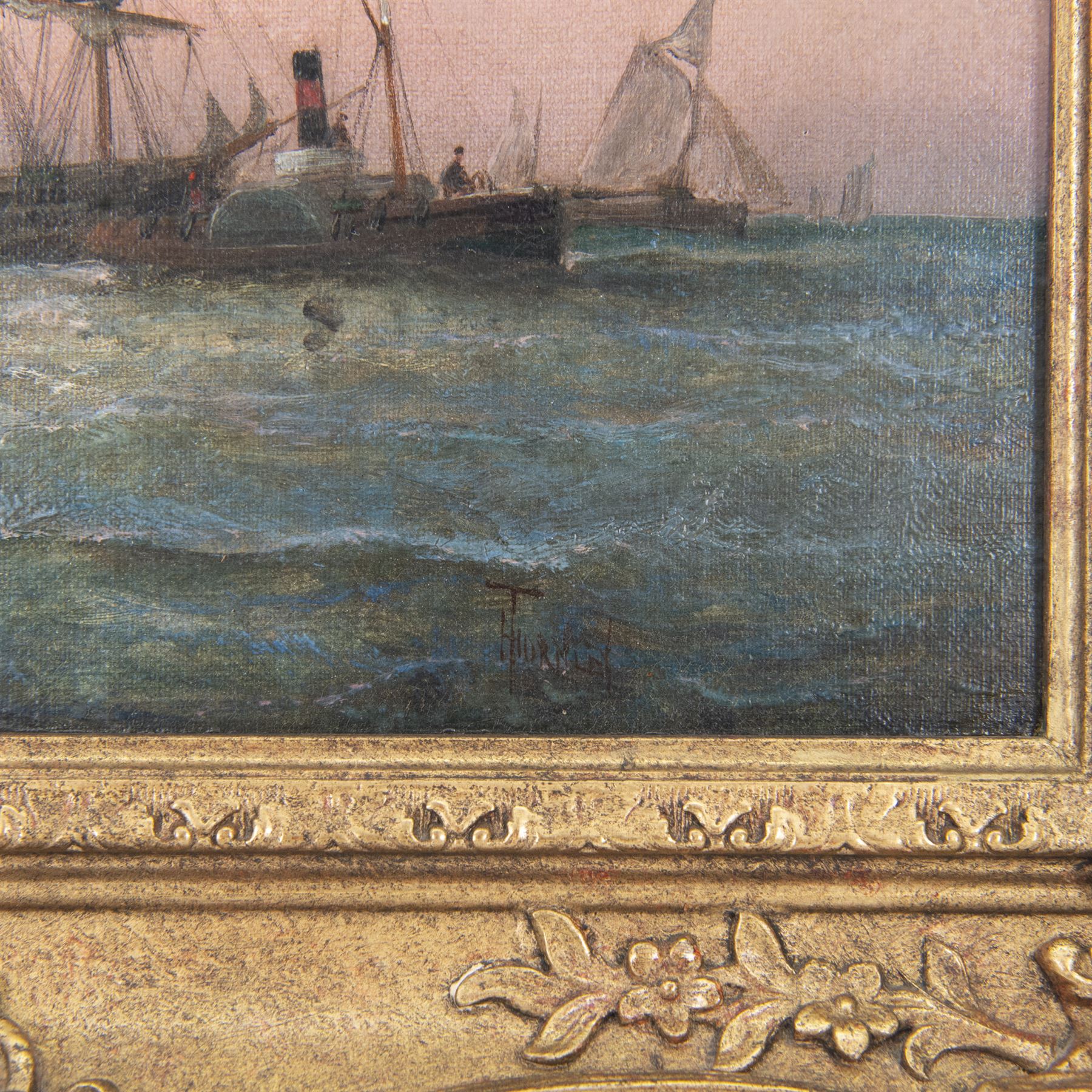 William Anslow Thornley (British fl.1858-1898): Sail and Steam 'Off Ramsgate', oil on canvas signed, faintly titled verso 24cm x 39cm 