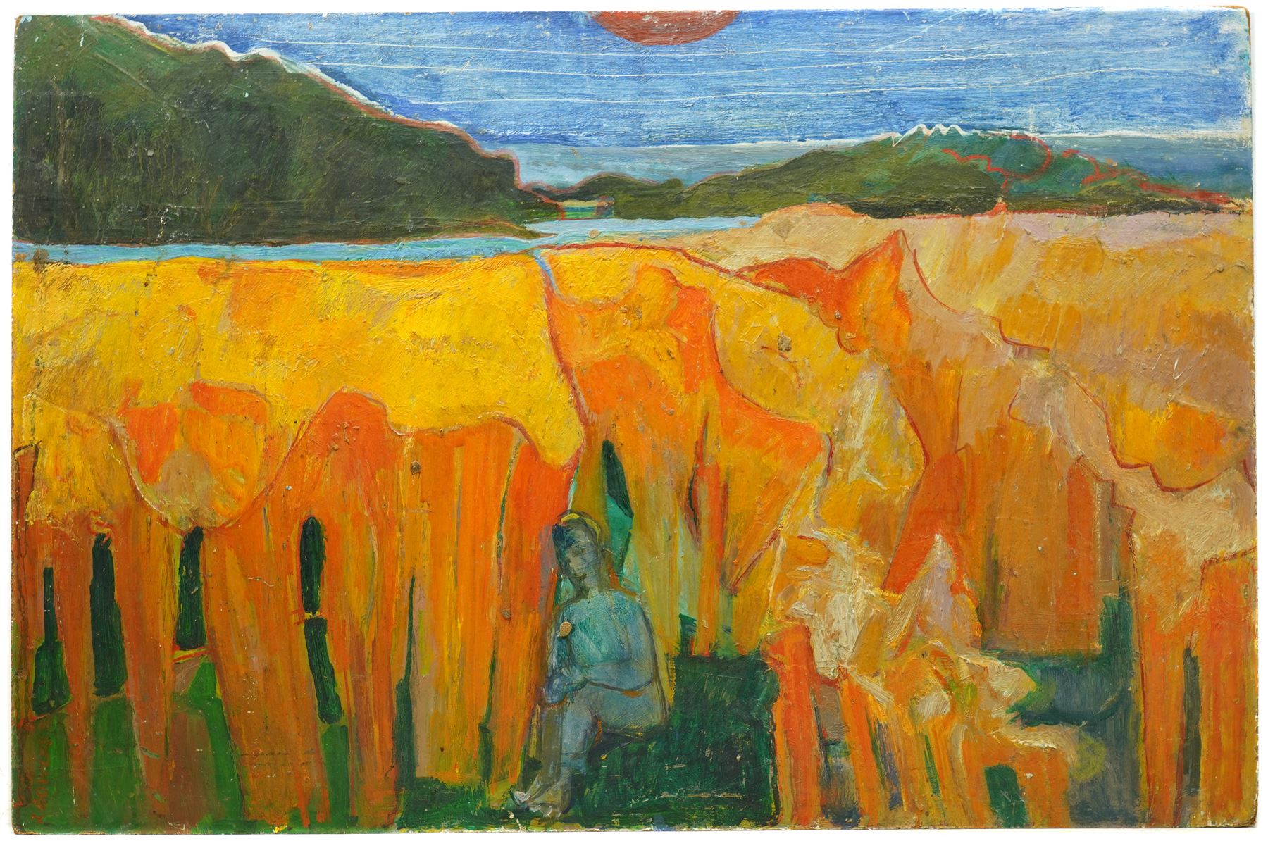 John Gilbey Bowles (British 1929-2011): Figure by the Coast, oil on board signed and dated '70, 61cm x 92cm (unframed)
Provenance: from the family of the artist