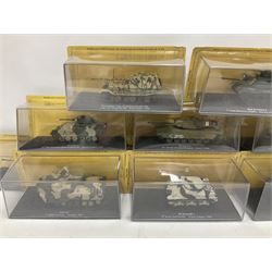 DeAgostini The Combat Tanks Collection -  forty-six periodical issued die-cast models of tanks; in plastic display cases in unopened blister packs (46)