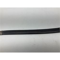 Turkish Model 1874 sword bayonet with 57.5cm curving steel fullered blade and chequered black grip, in steel mounted leather scabbard L75.5cm overall