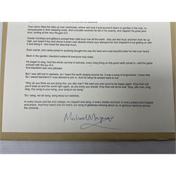 Michael Morpurgo (British 1943-): 'A Song of Gladness', printed poem on A4 signed and dedicated 'For Ingrid' in blue ink 
Provenance: dedicated to the vendor's sister