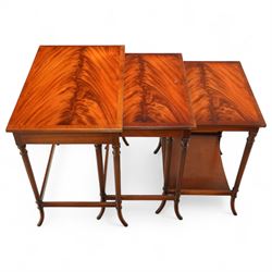 20th century Regency design mahogany nest of three tables, by Mines of Downley, each with ...