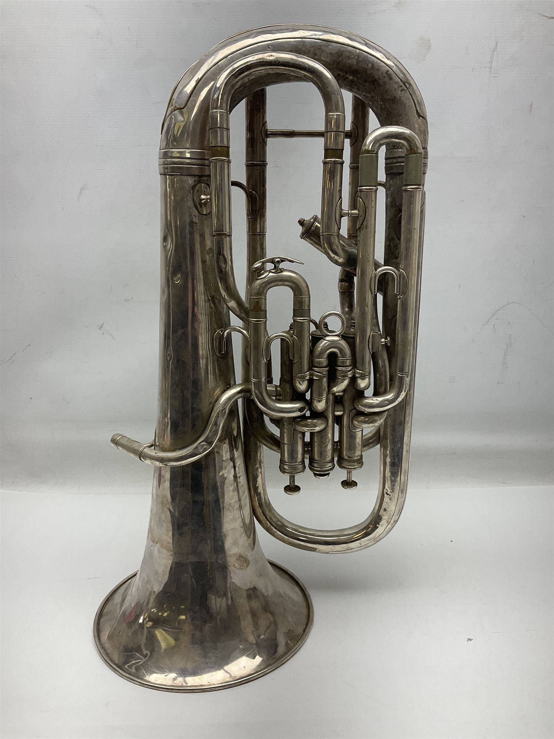 Boosey & Co Class A silver plated four-valve euphonium, serial no.117918 L62cm; in carrying case