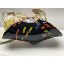 Murano glass dish together with three Myott jugs etc