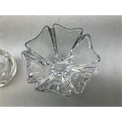 Two Orrefors Art Glass clear glass vases, the first example of compressed circular form, the second of tapering form with lobed rim, each signed beneath, tallest H14.5cm