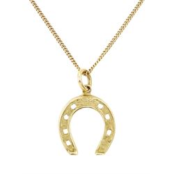 9ct gold horseshoe pendant necklace, hallmarked