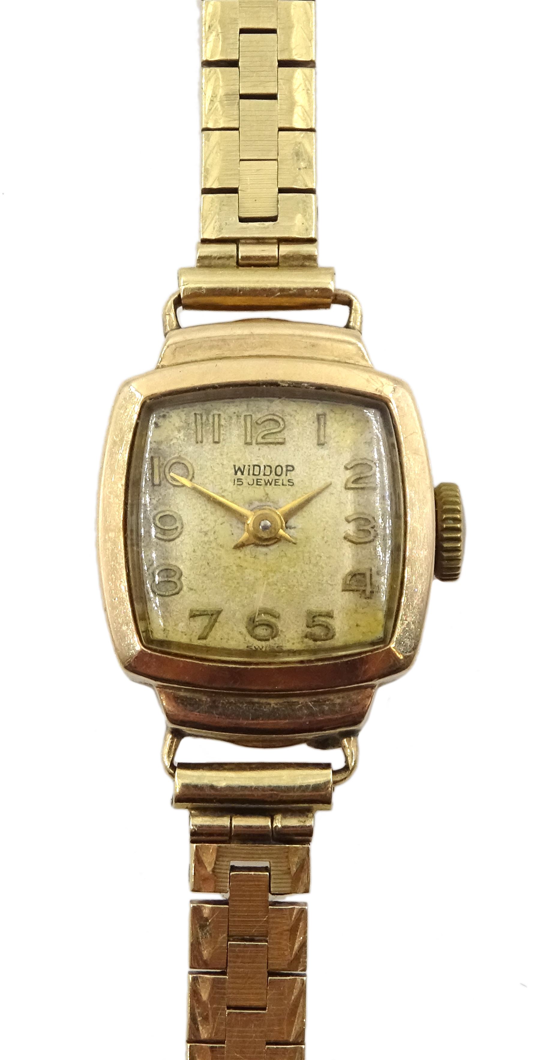 Widdop 9ct gold ladies, manual wind bracelet wristwatch, hallmarked
